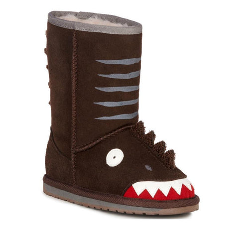 EMU Kids Little Creatures Brown Dinosaur Wool Boot CLEARANCE