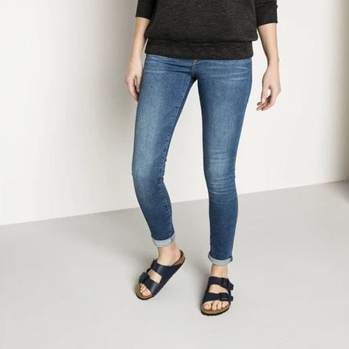 Birkenstock Arizona Birko Flor Navy Blue Regular Width