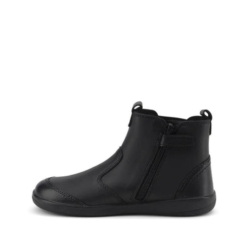 Bobux Kid+ Black School Leather Boot Jodphur Black Sole Shoes