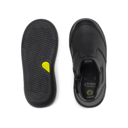 Bobux Kid+ Black School Leather Boot Jodphur Black Sole Shoes