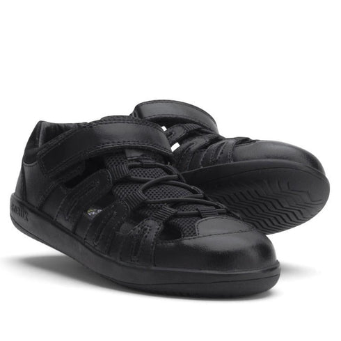Bobux Kid+ Rova Black School Leather Sandal Closed Toe Clearance