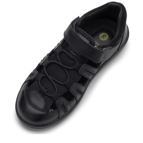 Bobux Kid+ Rova Black School Leather Sandal Closed Toe Clearance