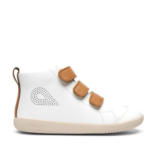 Bobux IWalk IW Hi Court Boot White Caramel Clearance