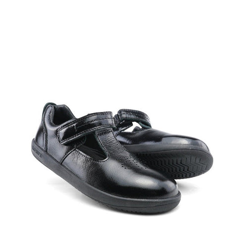 Bobux Kid+ Black School Patent Leather Shoe Brave T-Bar