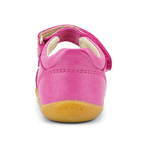 Bobux Step Up Magic Open Toe Leather Toddlers Sandal Bright Pink