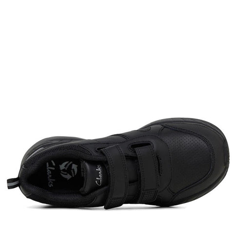 Clarks Kids Hustle Black School Trainer