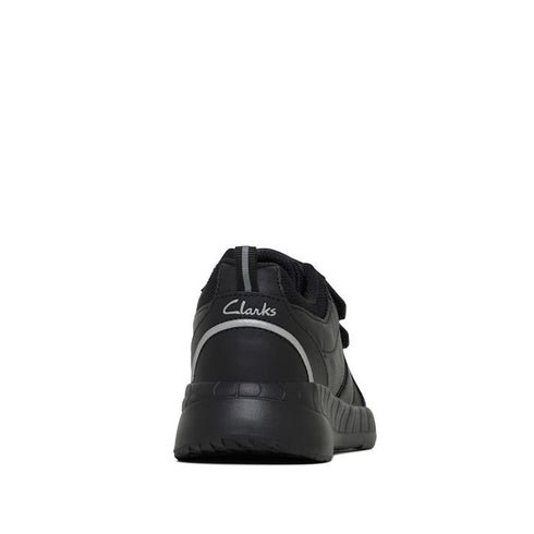 Clarks Kids Hustle Black School Trainer