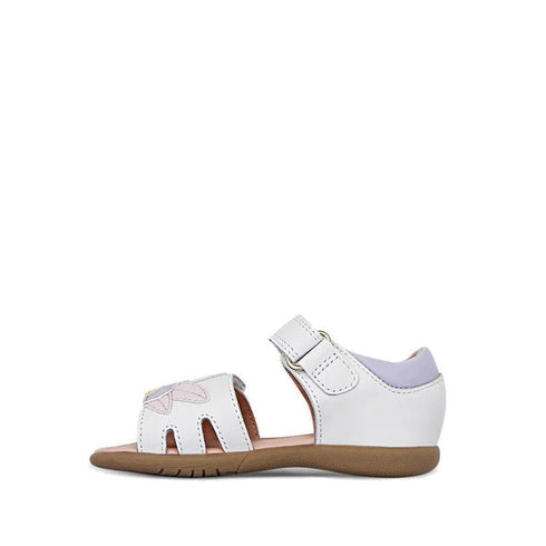 Clarks - Saskia White Toddlers Leather Sandal E Average Width