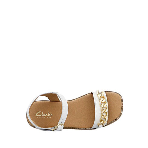 Clarks Girls Amy White Leather Sandal Special Occasion