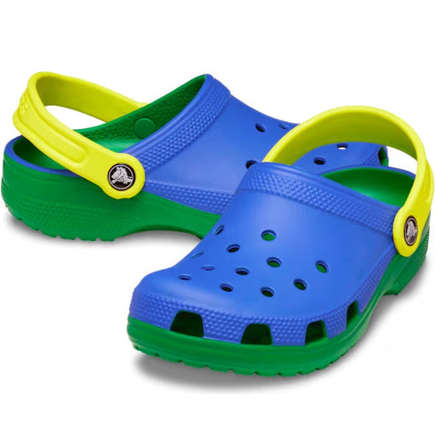 Crocs Kids - Youths Retro Sport Classic Clog K Blue Bolt Green Yellow Sandals