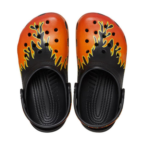 Crocs Kids - Youths Classic Flames Clog K Black and Red Sandal