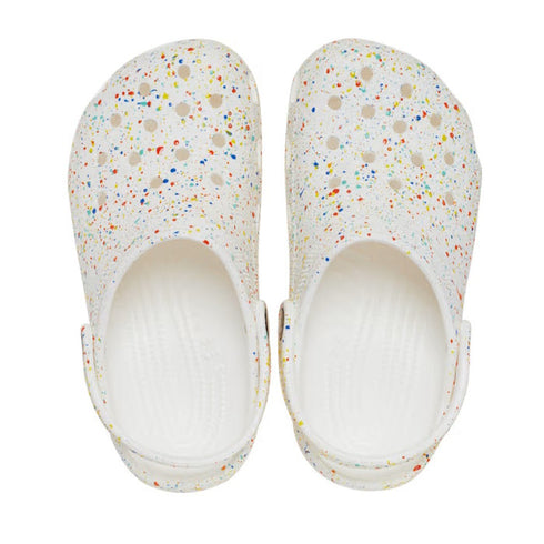 Crocs Kids - Youths Classic Clog K Paint Splatter Print White Multi Sandal