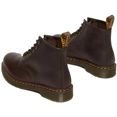 Dr Martens 101 6 Eye Brown Crazy Horse Yellow Stitching Boot