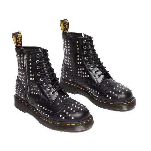 1460 Dr Martens Studded Zip Atlas Black Leather 8 Up Boot CLEARANCE