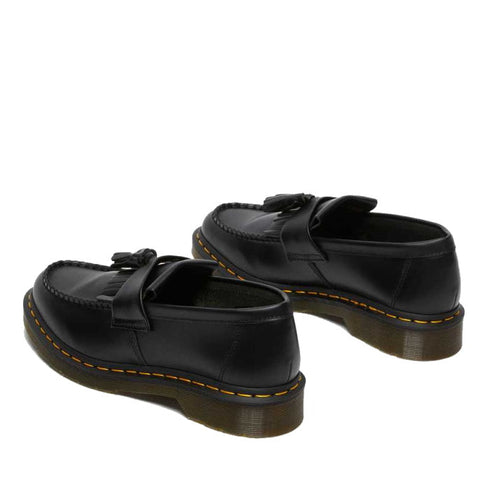 Dr Martens Adrian YS Black Smooth Tassel Loafer Shoes with Yellow Stitching CLEARANCE