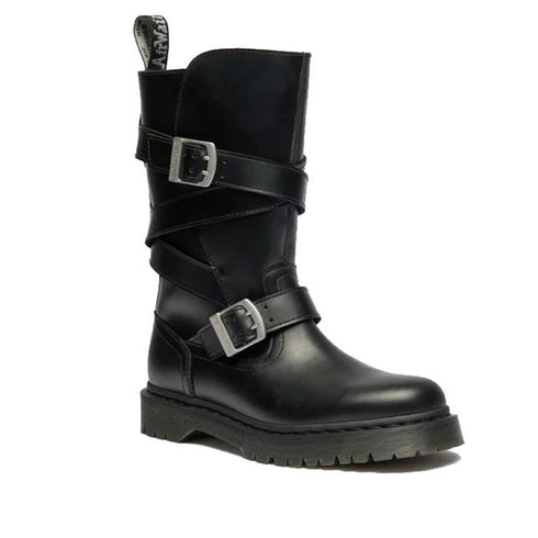 Dr Martens Anistone Bex Strap High Boots Black Leather Pull On