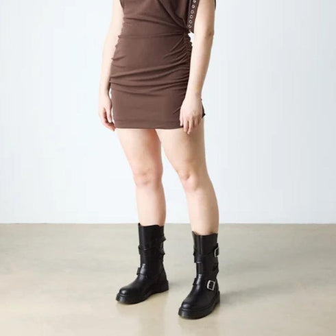 Dr Martens Anistone Bex Strap High Boots Black Leather Pull On