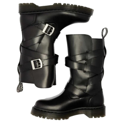 Dr Martens Anistone Bex Strap High Boots Black Leather Pull On