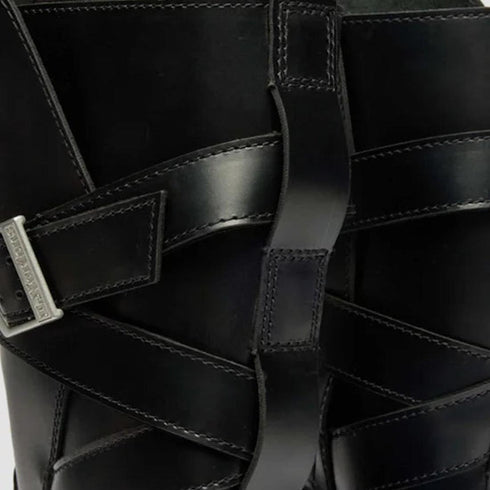Dr Martens Anistone Bex Strap High Boots Black Leather Pull On