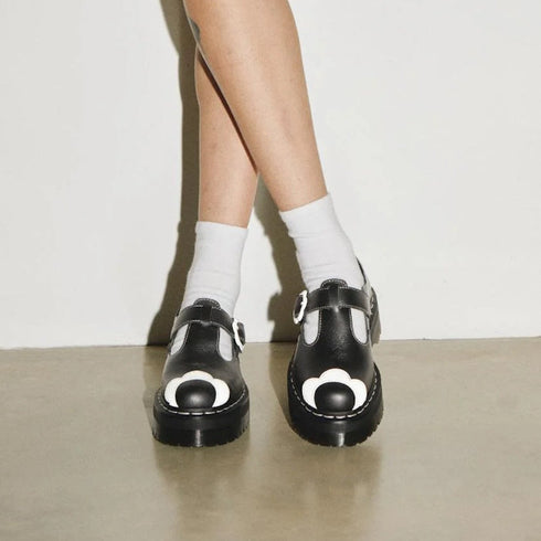Dr Martens Bethan T-Bar Optical White Flower Black