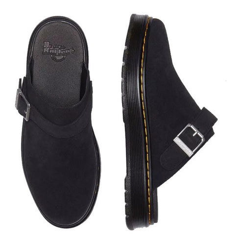 Dr Martens - Brookline Suede Mule Clog Sandal Black