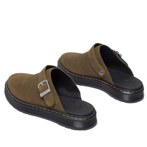 Dr Martens - Brookline Suede Mule Clog Sandal Olive