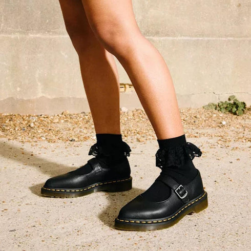 Dr Martens Elphie MJ Mary Jane Shoe Virginia Leather Black