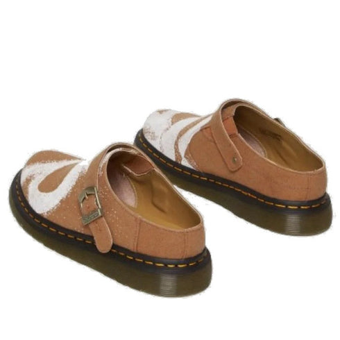 Dr Martens - Isham Dark Tan Buckle Mule Floral Hemp Canvas Sandal