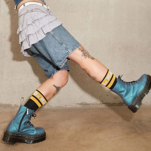 Dr Martens Jadon Deep Blue Pull Up Leather Platform Boot