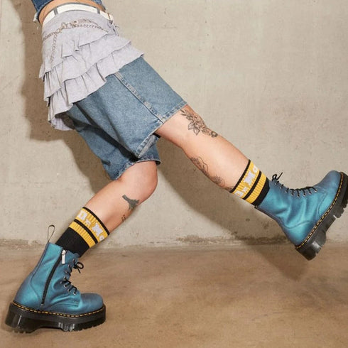 Dr Martens Jadon Deep Blue Pull Up Leather Platform Boot