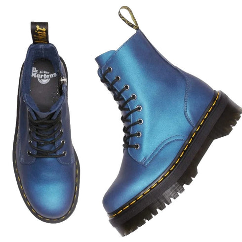 Dr Martens Jadon Deep Blue Pull Up Leather Platform Boot