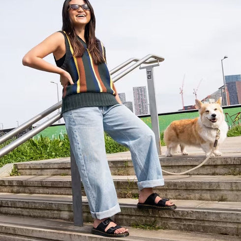 Dr Martens Josef Slide Sandal Analine Black Leather