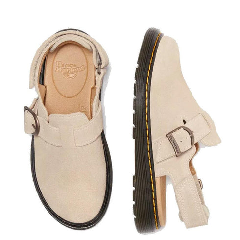 Dr Martens Kids Junior Jorgie Bronx Suede Mule Sandal Light Tan