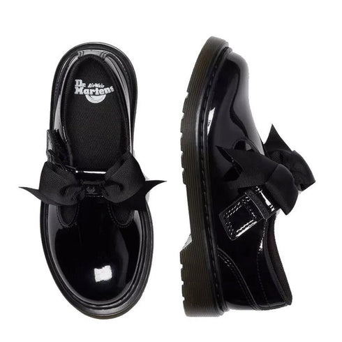 Dr Martens kids - Polley II Bow T Bar Junior Black Patent
