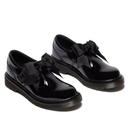 Dr Martens kids - Polley II Bow T Bar Junior Black Patent