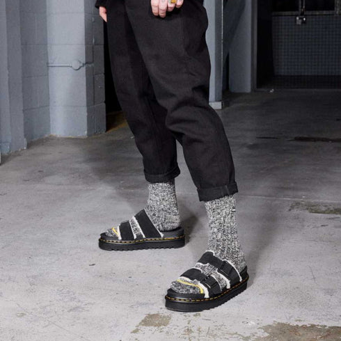 Dr Martens - Myles Black Suede Fur Lined Sandal CLEARANCE