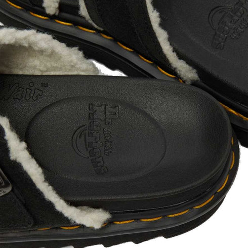 Dr Martens - Myles Black Suede Fur Lined Sandal CLEARANCE