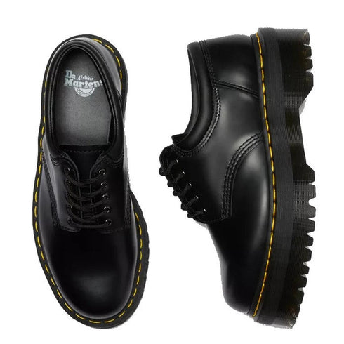 Dr Martens - 8053 Quad 5 Eye Shoe Black Polished Smooth Leather