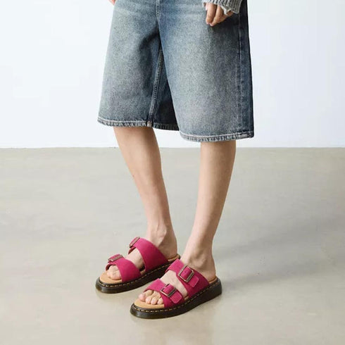 Dr Martens Josef Slide Sandal Milled Nubuck Fuschia Hot Pink