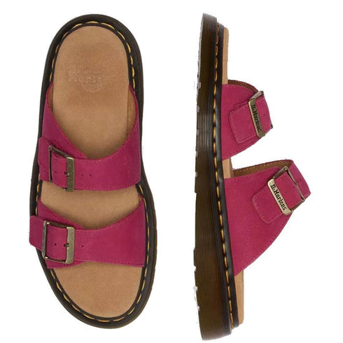 Dr Martens Josef Slide Sandal Milled Nubuck Fuschia Hot Pink