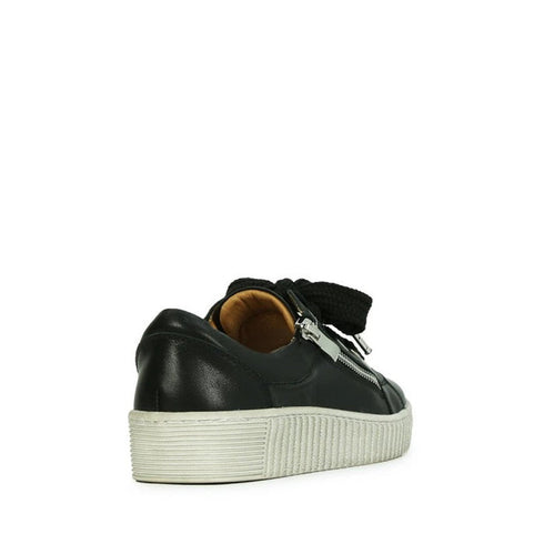 EOS Jovi Leather Trainer Black Lace Up with Zip