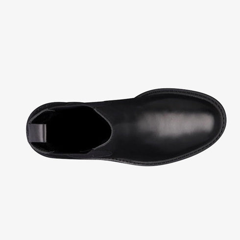 EMU Clare Leather Ankle Chelsea Block Heeled Boot Black Waterproof