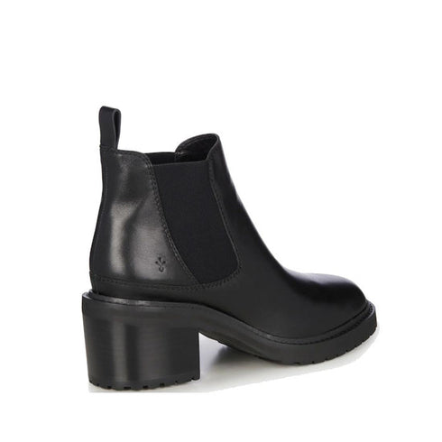 EMU Clare Leather Ankle Chelsea Block Heeled Boot Black Waterproof