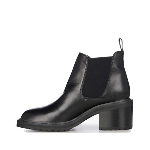 EMU Clare Leather Ankle Chelsea Block Heeled Boot Black Waterproof