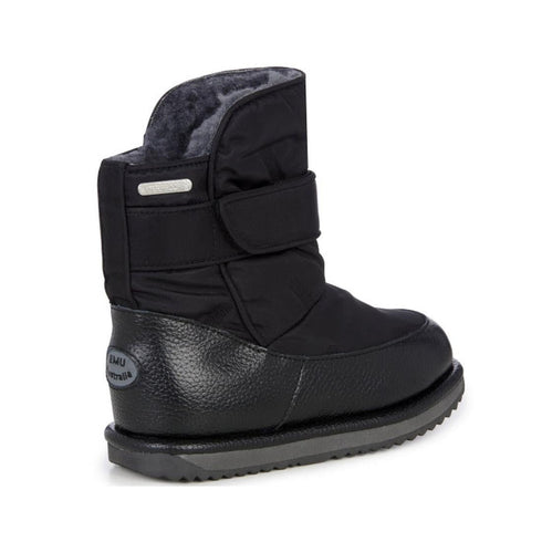 EMU Kids Roth Black Boot Waterproof Wool Lines Clearance