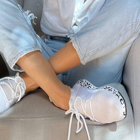 Emu Womens Leura Wool Knit Trainer White Leopard Clearance