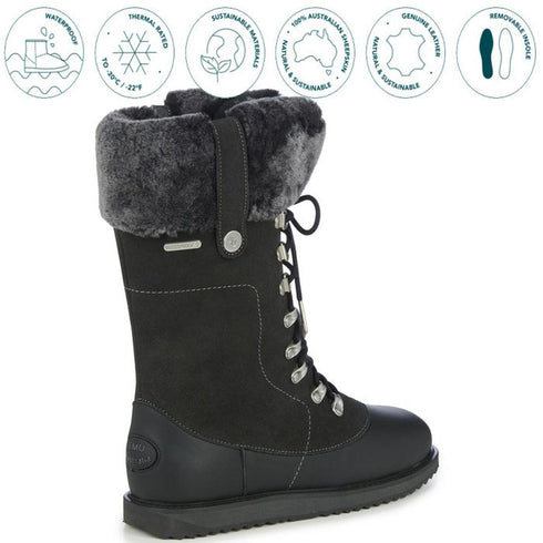 EMU Womens Waterproof Sheepskin Hi Boots Orica Grey LAST ONE Clearance