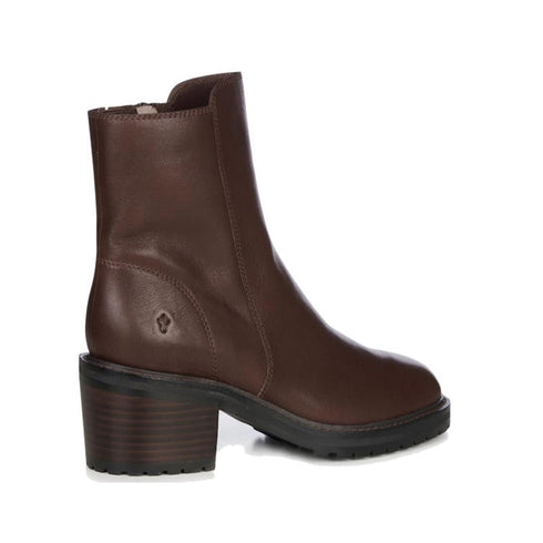 EMU Zeil Leather Calf Block Heeled Boot Walnut Brown Waterproof