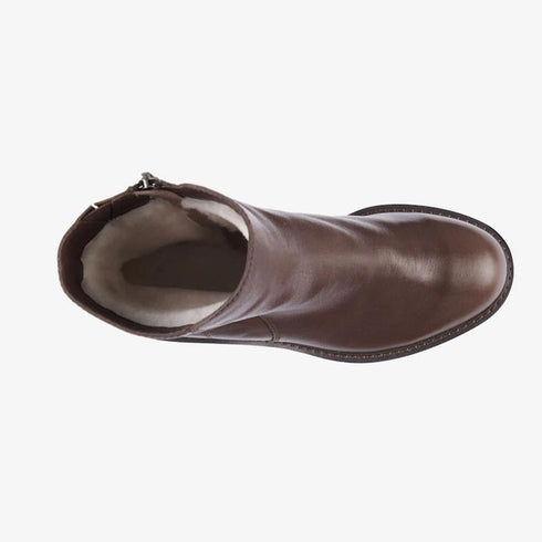 EMU Zeil Leather Calf Block Heeled Boot Walnut Brown Waterproof