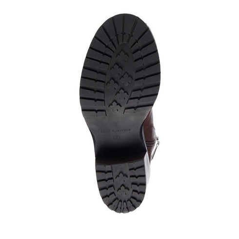 EMU Zeil Leather Calf Block Heeled Boot Walnut Brown Waterproof